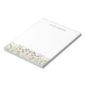 Florale Wildblumen Personalisierter Name und Meldu Notizblock (Rotiert)
