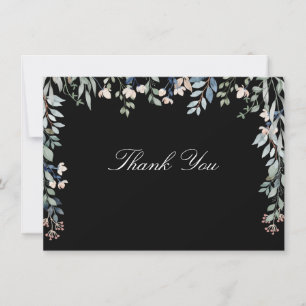 Florale Wildblumen Schrift Schwarz-Weiß Dankeskarte