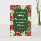 Floraler Cousin und seine Ehefrau frohe Weihnachte Karte (Vorderseite)