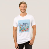 Floraler Delfin Tri-Blend Shirt (Vorderseite voll)