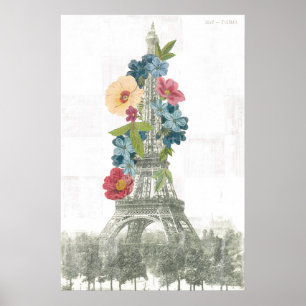 Floraler Eiffelturm Paris, Frankreich Poster