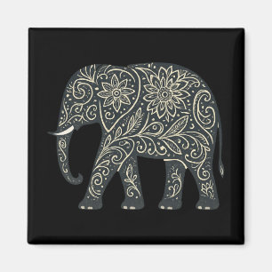Floraler Elefant – Ornamental & Kraftvoll Magnet