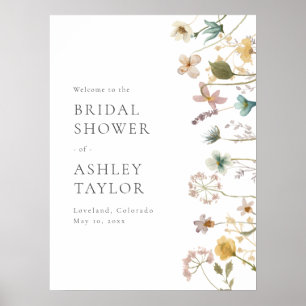 Floraler Empfangsschild für Brautparty Poster