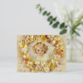 Floraler Engel im Herzen Postkarte (Stehend Vorderseite)