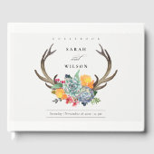 FLORALER ERFOLG ANTLER BOHEMISCH ALLURE MONOGRAMM GÄSTEBUCH (Vorderseite)