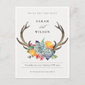 FLORALER ERFOLG ANTLER BOHEMISCHE ALLURE DANKE POSTKARTE (Vorderseite)