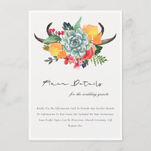 FLORALER ERFOLGREICHER ANTLER BOHEMISCHE WEDD DETA BEGLEITKARTE