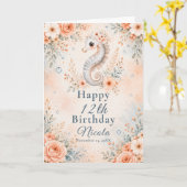 Floraler Geburtstag mit Seepferdchen Karte (Gelbe Blume)