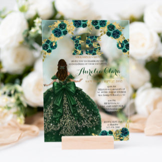 Floraler grüner Prinzessinnenkleid Coquette Quince Acryleinladungen
