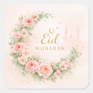 Floraler Halbmond Eid Mubarak Aufkleber – Sanftes
