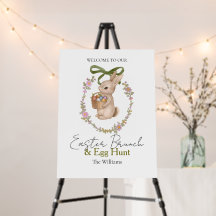 Floraler Hase Ostern Eier Brunch Eiersuche Willkom