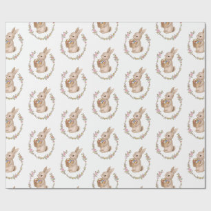Floraler Hase Ostern Geburtstagsfeier Geschenkpapier