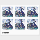 Floraler Hintergrund mit Friedenstruppen Quadratischer Aufkleber (Blatt)