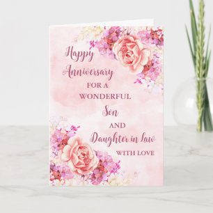 Floraler Hochzeitstag für Sohn und Schwiegertochte Karte