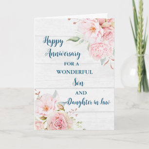 Floraler Hochzeitstag für Sohn und Schwiegertochte Karte