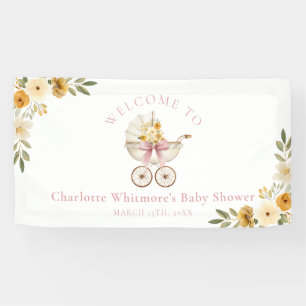 Floraler Kutschen-Babyshower-Willkommensbanner   R Banner