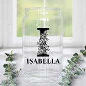 Floraler Letter I Monogramm und Personalisierter N Dosenglas