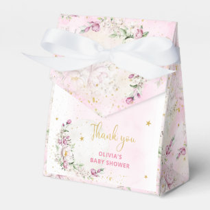 Floraler Mond Rosa Baby Shower Geschenkschachtel