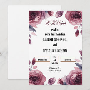 Floraler Rahmen Pflaume Islamische Muslimische Hoc Einladung
