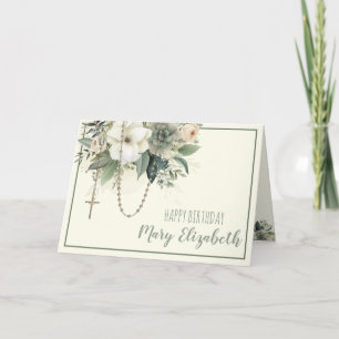 Floraler Rosenkranz Schrift religiöser Geburtstag Feiertagskarte