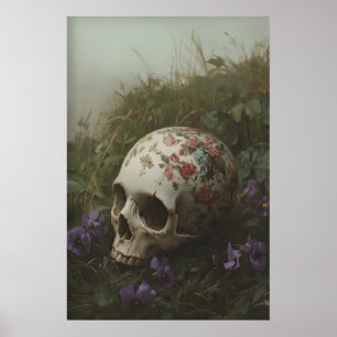 Floraler Schädel Kunst Druck Dark Academia Hexenmo Poster