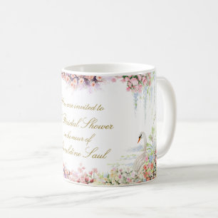 floraler Schwan chic Kalligrafie Brautparty Kaffeetasse