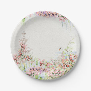 floraler Schwan chic Kalligrafie Brautparty Pappteller
