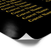 Floraler schwarzer Herz Hochzeit Sitzplan 12 Tisch Poster (Ecke)