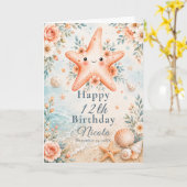 Floraler Seestern-Geburtstag Karte (Gelbe Blume)