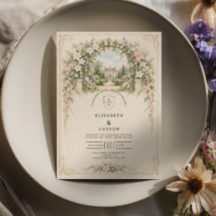 Floraler Torbogen Englische Gartenhochzeit Einladung