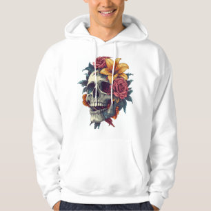 Floraler Totenkopf-Blüten Hoodie