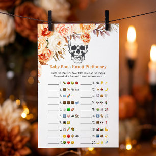 Floraler Totenkopf Halloween Emoji Pictionary Spie