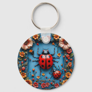 🐞 Florales 3D-Marienkäfer-Garten-Amulett 🐞 Schlüsselanhänger