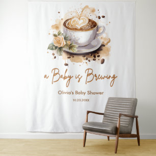 Florales A Ein Baby Braut Braunes Kaffee Baby Show Wandteppich