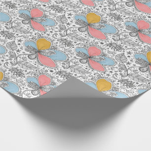 Florales abstrakte Kritzelkunst-Stil Rosa Blau Gel Geschenkpapier