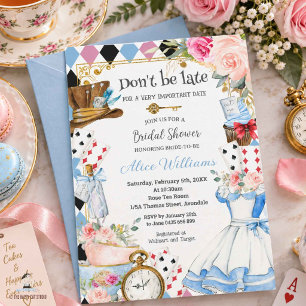 Florales Alice-im-Wunderland-Brautjunggesellinnena Einladung