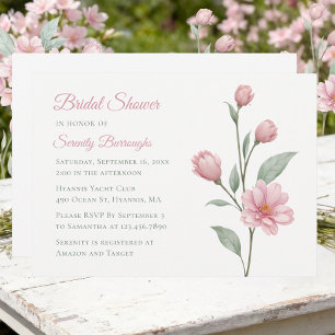 Florales Aquarell Dusty Rose Salbei Brautduschen Einladung