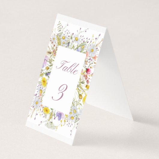 Florales Aquarell Hochzeit Tisch Nummer – Elegant (Rückseite)