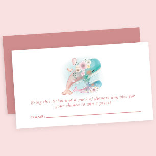 Florales Aquarell-Wale Baby Shower Windel-Raffle Begleitkarte