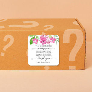 florales aufblühendes großartiges Danke Kleinunter Quadratischer Aufkleber