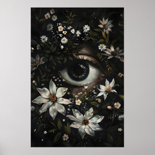 Florales Auge Druckbar, Botanische gotische Wandku Poster