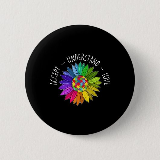 Florales Autismus-Bewusstsein Gänseblümchen Für Fr Button (Vorderseite)