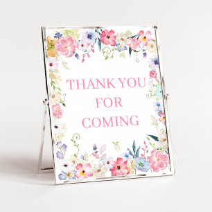 Florales Baby in Blüte Danke-fürs-Kommen-Schild Poster