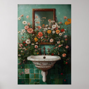 Florales Badezimmer-Druckbild, botanische Badezimm Poster