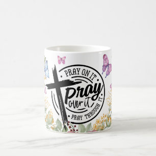 Florales Bete dafür Bete darüber Bete hindurch Kaffeetasse