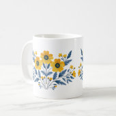 Florales Blau- und Gelb-Sträußchen Kaffeetasse (Vorderseite Links)