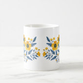 Florales Blau- und Gelb-Sträußchen Kaffeetasse (Mittel)