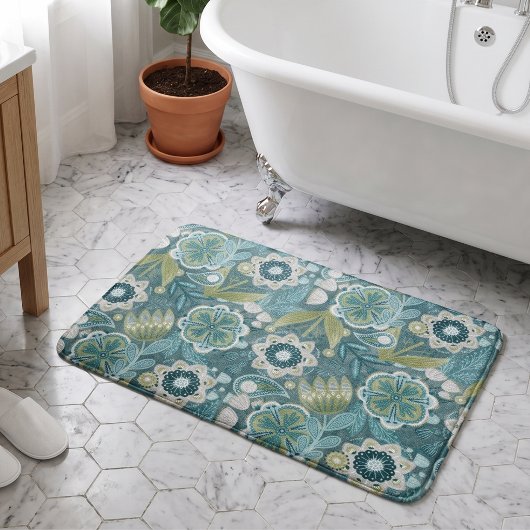 Florales Boho-Botanikmuster Badematte