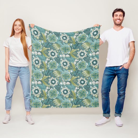Florales Boho-Botanikmuster Fleecedecke (Beispiel)