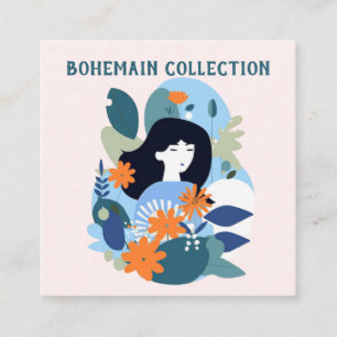 Florales Boho-Muster-Illustration Ausstellungs Kar Quadratische Visitenkarte